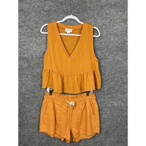 Loveriche Top & Short Set Size L 100% Rayon Burnt Orange Light Weight